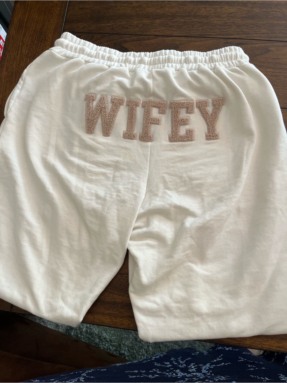 David’s Bridal Wifey Sweatpants Medium Cream Bridal Lounge Pants